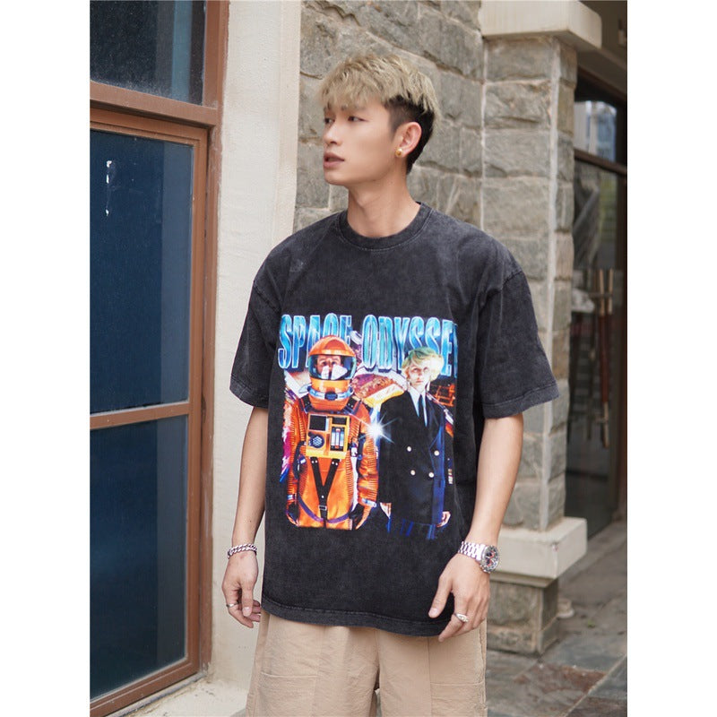 Film Star T Shirt Movie 2001 Space Roaming Printing Personalized Cotton Short Sleeve Loose round Neck Retro T-shirt
