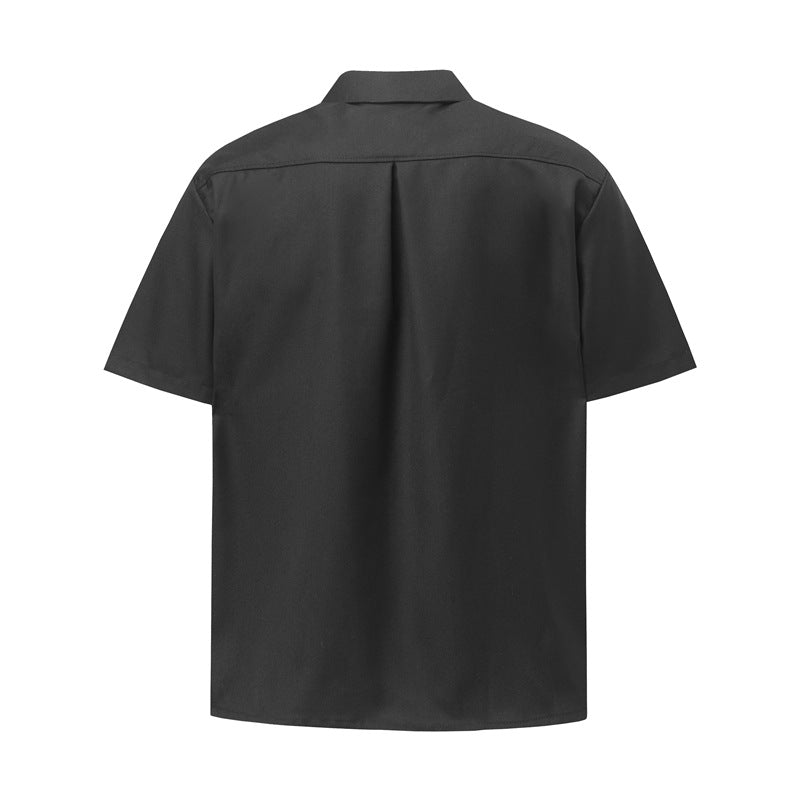 Hip Hop Shirts For Boys Lapel Embroidered Loose Short Sleeve Casual Shirt
