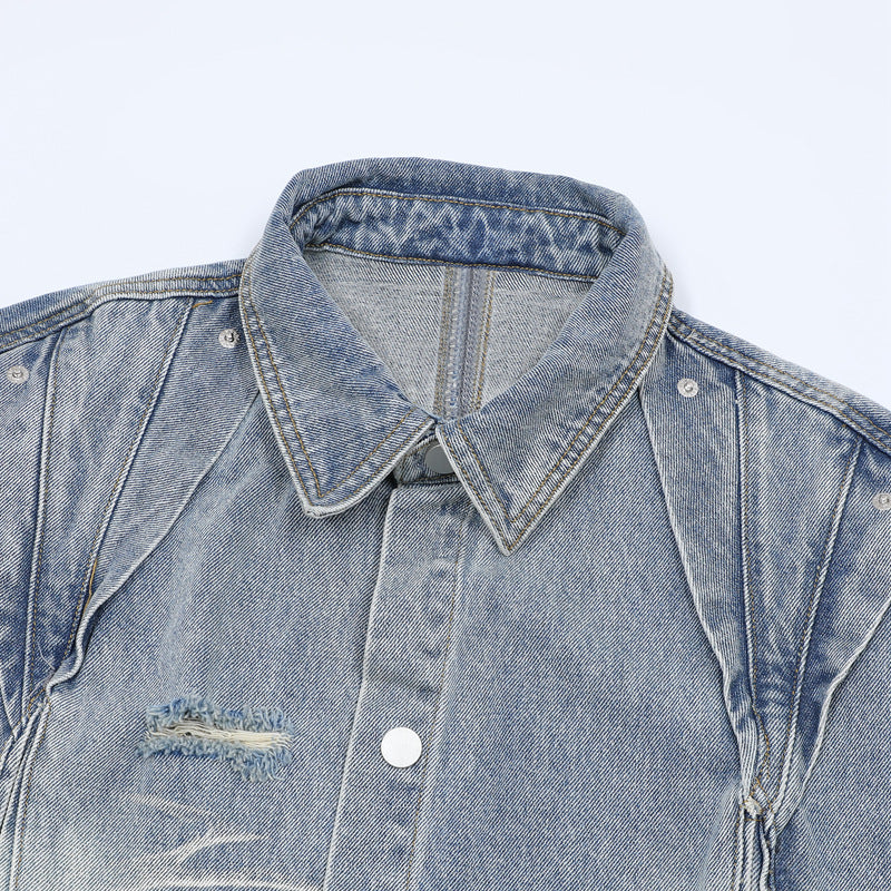 Hip Hop Shirts For Boys Summer Washed Jeans Hip Hop Denim