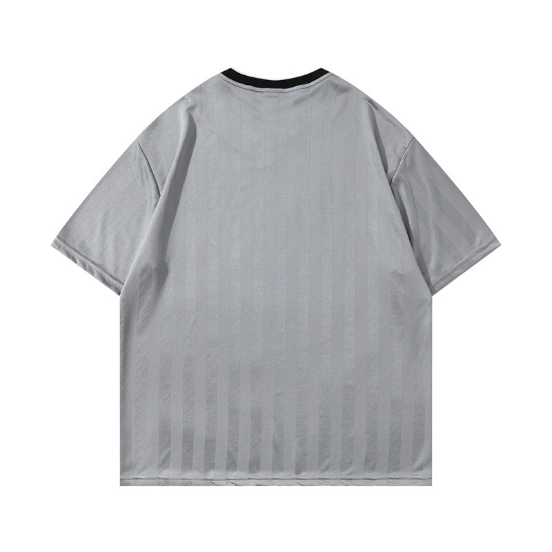 Y2K mens shirt loose V neck short sleeve T-shirt