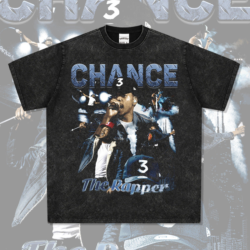 Marcas streetwear usa vintage hip hop Chano chensler print short sleeve t-shirt