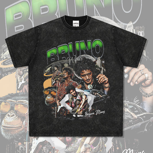 Marcas streetwear usa vintage bruno mars print short sleeve t-shirt vintage
