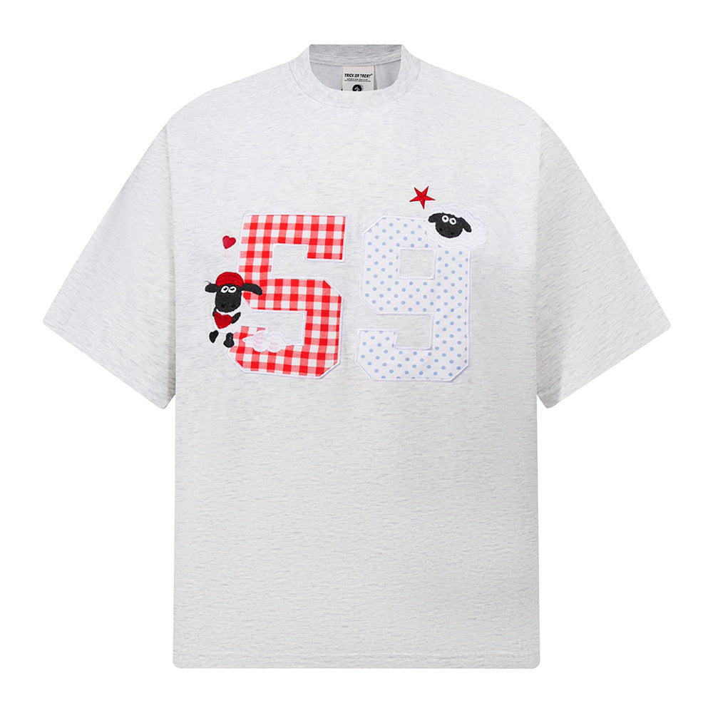 Nostalgia T Shirts Vintage Embroidered Short Sleeve T-Shirt Summer Oversize Top