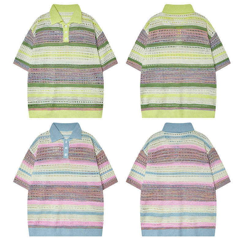 Nyc 1990 Shirt Vintage Striped Knitted polo shirt