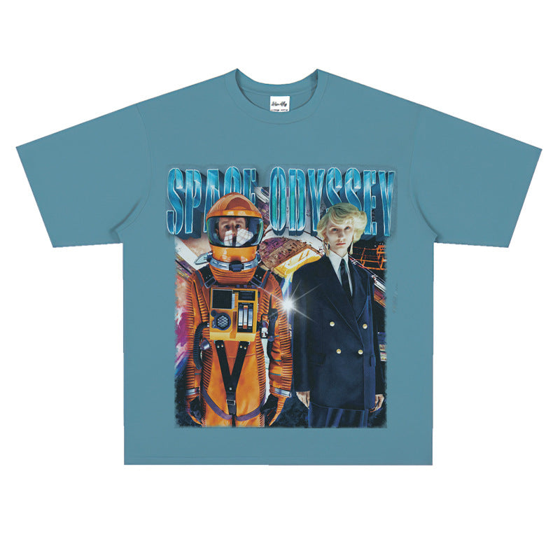 Film Star T Shirt Movie 2001 Space Roaming Printing Personalized Cotton Short Sleeve Loose round Neck Retro T-shirt