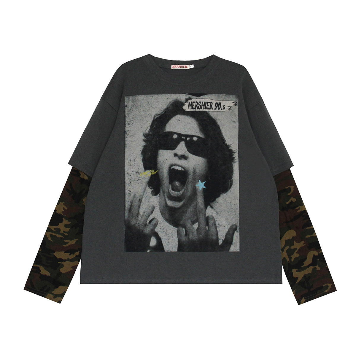 Hip hop shirt summer hip hop character print long sleeve t-shirt