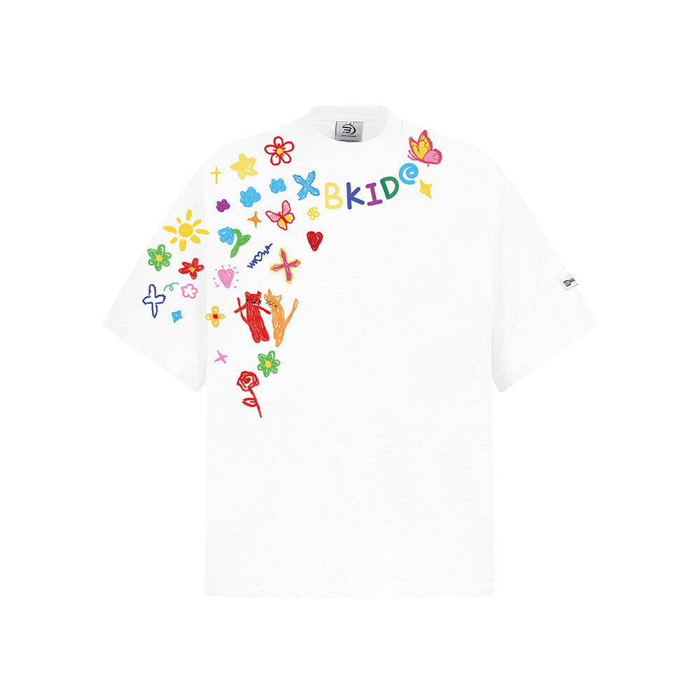 Hip Hop Clothes New York Graffiti Short Sleeve T-Shirt Loose Casual