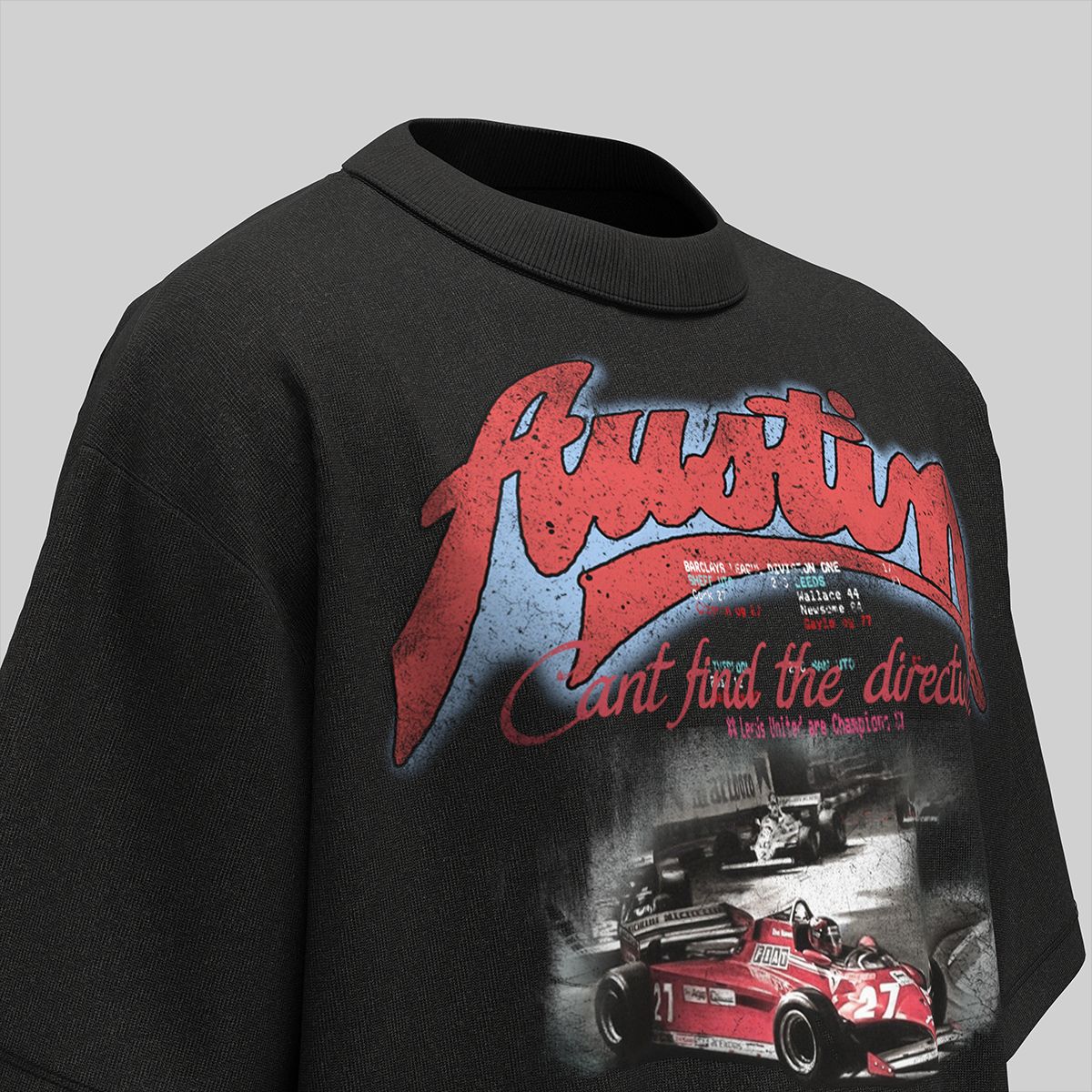 Racing oversized t shirt summer retro washed tee racing jersey printed t-shirt