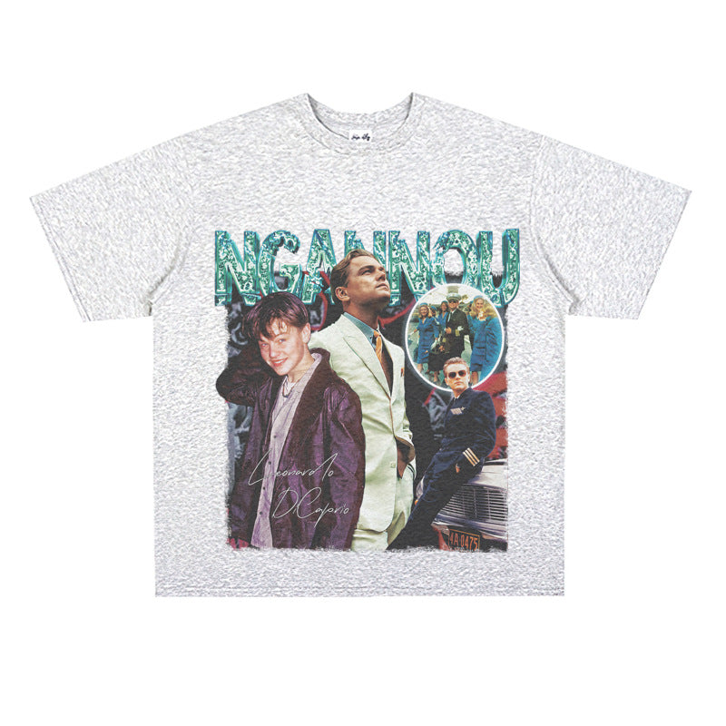 Film Star T Shirt Short Sleeve Loose Retro American T-shirt Men