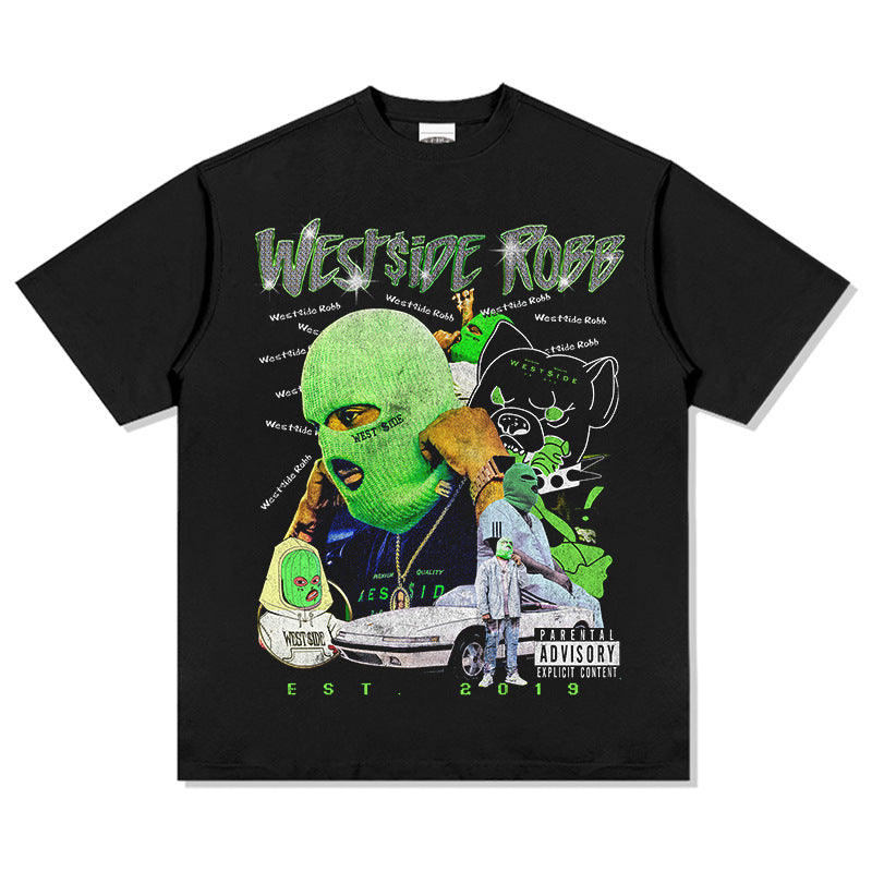 Cool t rapper hip hop robb print vintage hiphop short sleeve t-shirt