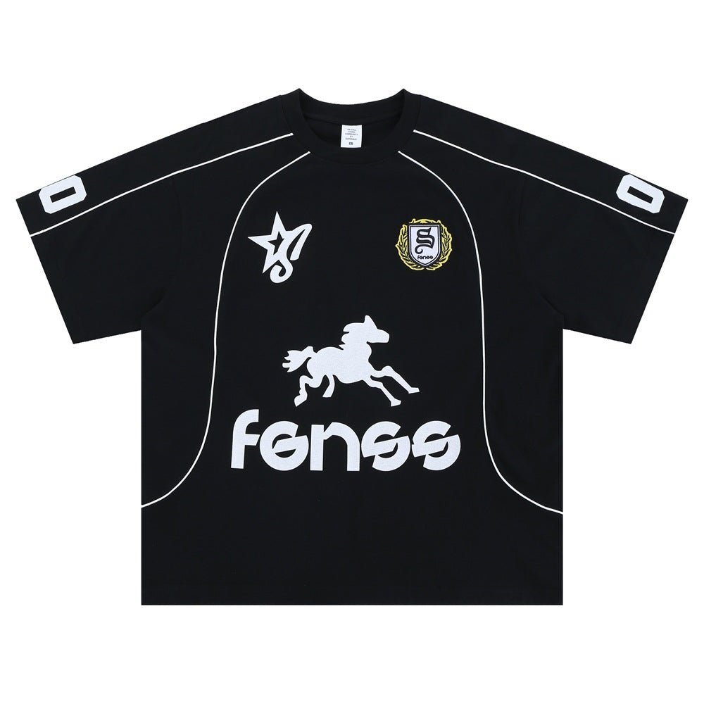 Vintage College Shirts Spring and Summer Retro Football Suit Crew Neck Casual Short Sleeve T-Shirt