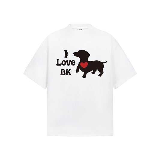 Hip Hop Clothes New York Short Sleeve T-Shirt Summer Puppy Print Crew Neck Top