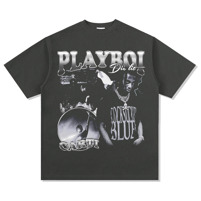 New york hip hop shop Playboi carti print short sleeve t-shirt hiphop hip hop, crew neck