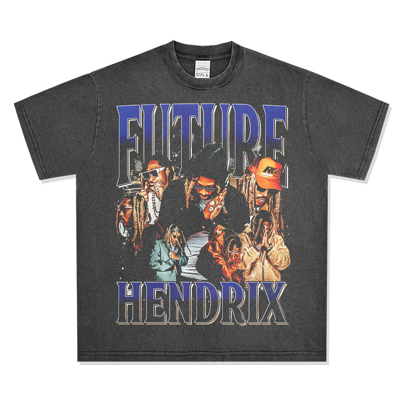 Streetwear Masculino Vintage Hip Hop Future Kid Print Short Sleeve T-Shirt