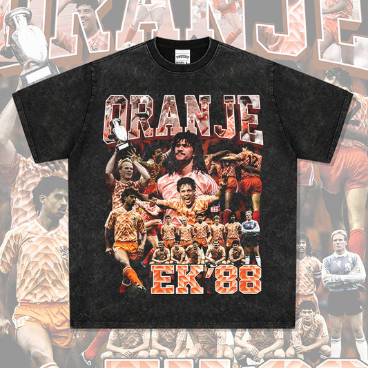 Marcas streetwear usa vintage football dutch print short sleeve t-shirt