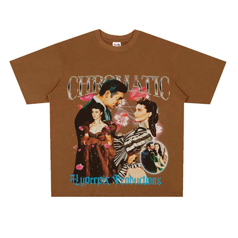 Film Star T Shirt European and American Movies Gone with the World Loose T-shirt Men and Women