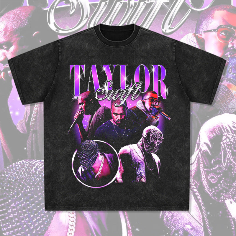 New york hip hop shop vintage kanye west taylor short sleeve t-shirt