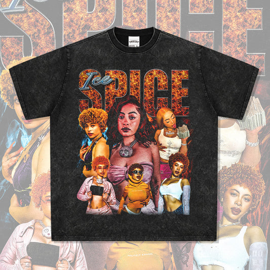 Outfit streetwear Vintage Hip Hop Ice Spice Print Short Sleeve T-Shirt