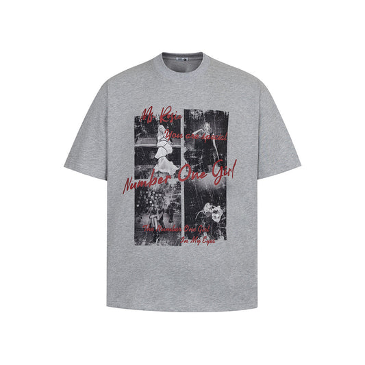 Nostalgia T Shirts Vintage Letter Pattern Crew Neck Short Sleeve T-Shirt