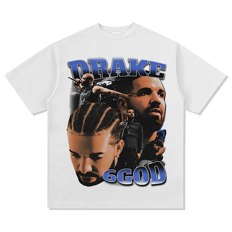 Cool t rapper DRAKE hip hop vintage washed short sleeve heavy t-shirt VINTAGE