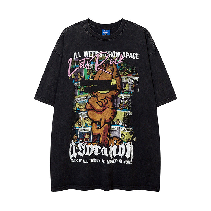 Nyc T Shirt Garfield Letter Print Short Sleeve T-Shirt Summer Loose Casual Top