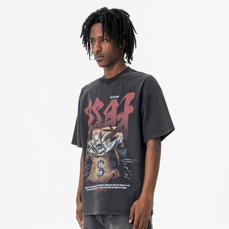 Vintage 90s Hip Hop Clothing Summer Crew Neck Short Sleeve T-Shirt