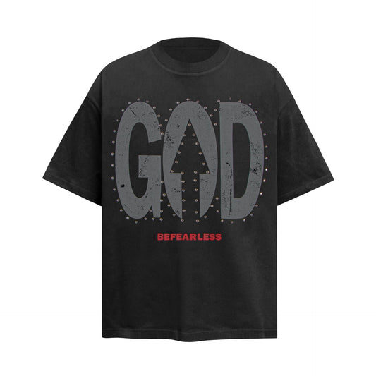 Unisex T-shirts Summer Vintage Alphabet Bead Printed Men's Loose Short Sleeve T-Shirt