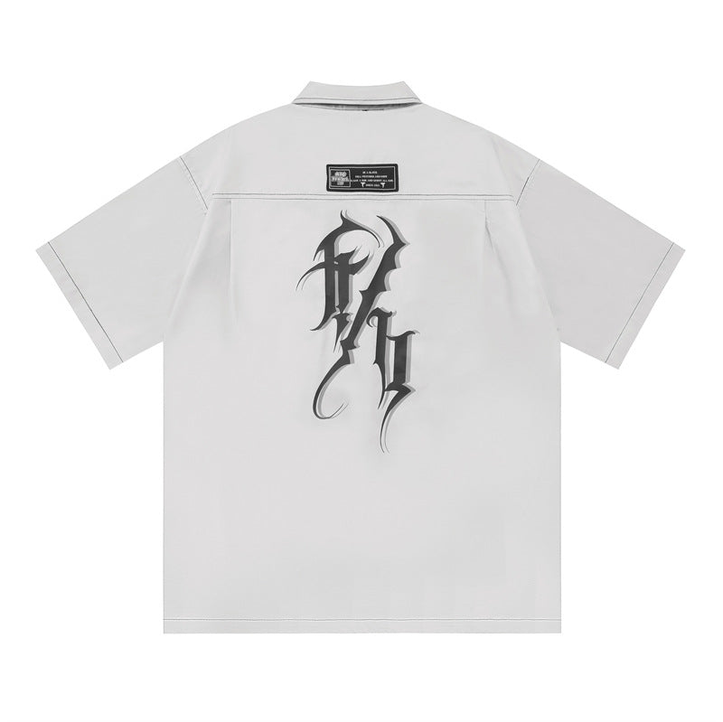 Casual Street Wear Vintage Short Sleeve Shirt Loose Short Sleeve
