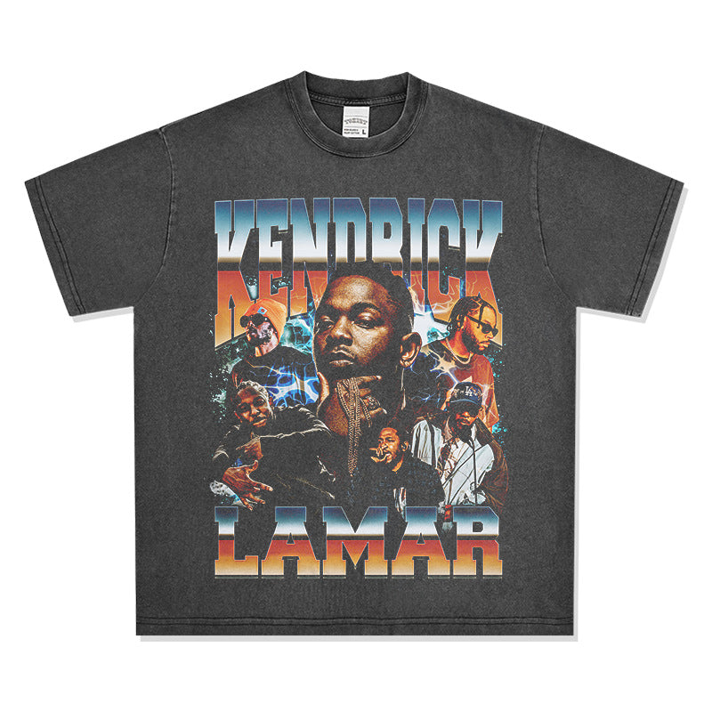 Outfit streetwear vintage hip hop kung fu kenny kendrick print short sleeve t-shirt