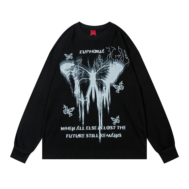 Marcas De Streetwear Vintage Hip Hop Butterfly Graffiti Long Sleeve T-Shirt