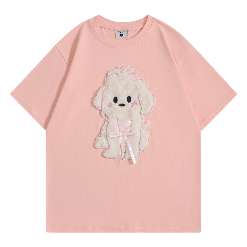 Camisetas streetwear Summer Vintage Puppy Casual Loose Short Sleeve T-Shirt