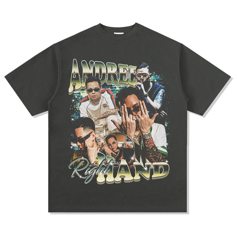 Outfit streetwear vintage hip hop Andree RightHand print short sleeve t-shirt