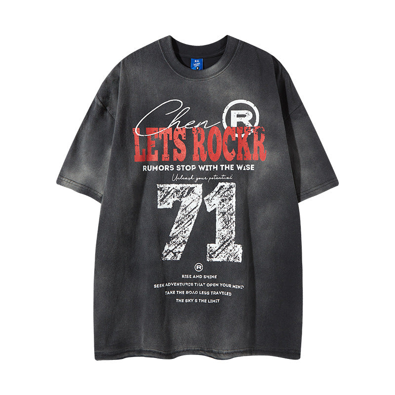 Nyc 1990 Shirt Summer Short Sleeve Vintage Old Letter Graffiti Print T-Shirt