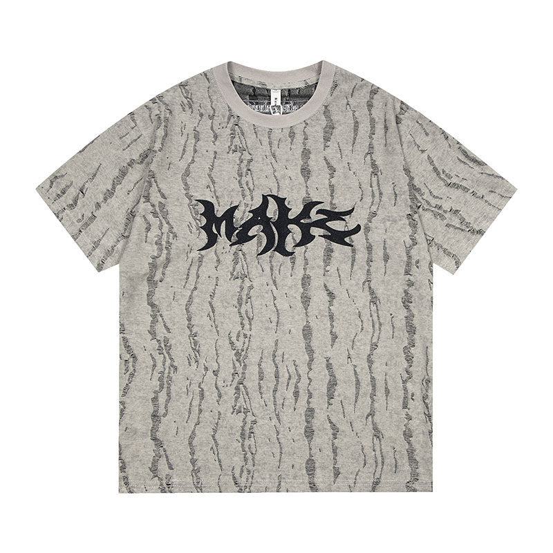 Vintage Tišö Rt Gothic Letter Embroidered Short Sleeve Vintage Loose T-Shirt