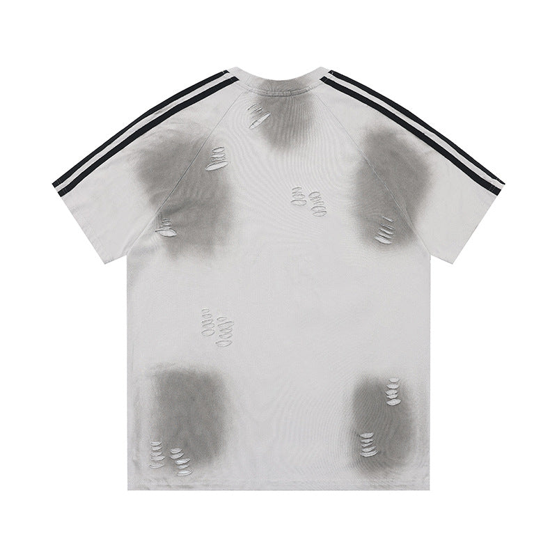 Marcas De Streetwear Tie-Dye Ripped Short Sleeve T-Shirt