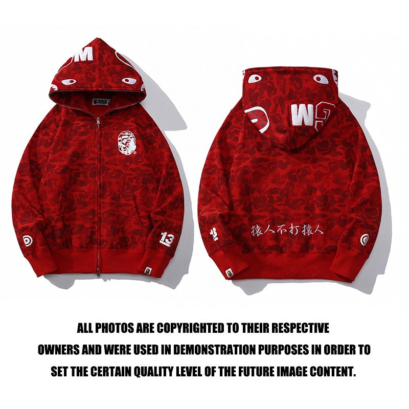 Ape Hoodie Anniversary Full Zip Hoodie Camo Shark Hooded Sweater Jacket