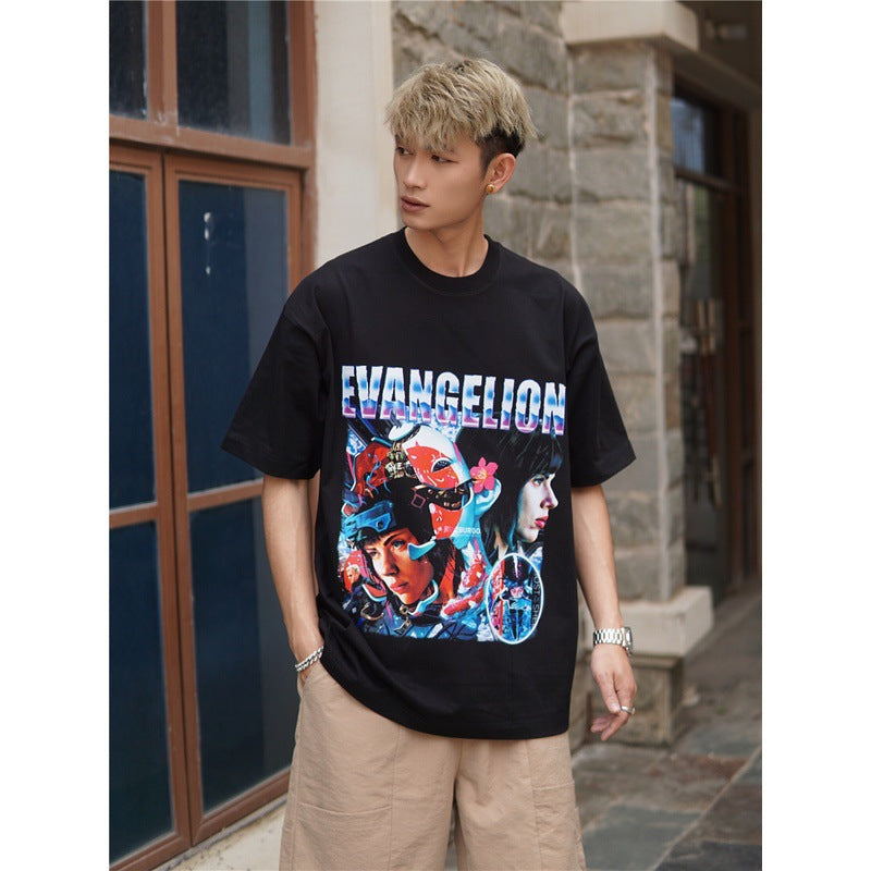 Film Star T Shirt European and American Classic Movie Attack Shell Mobile Team Short Sleeve Loose Retro Printed T-shirt