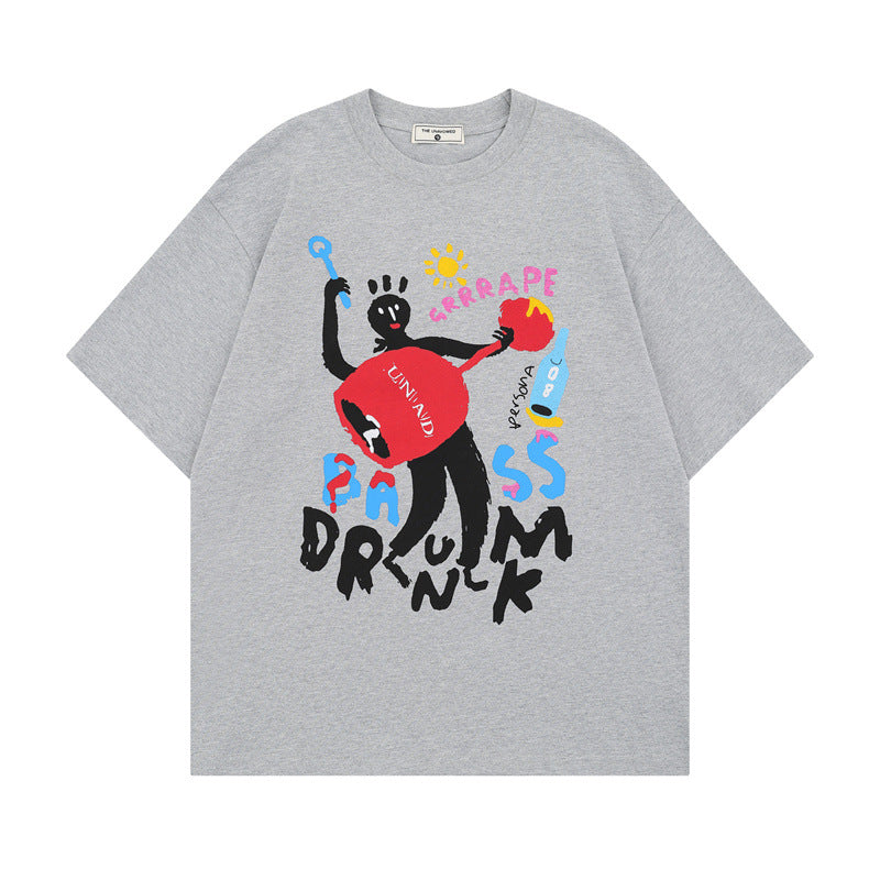 US drip outfits Summer Vintage Casual Loose Short Sleeve T-Shirts