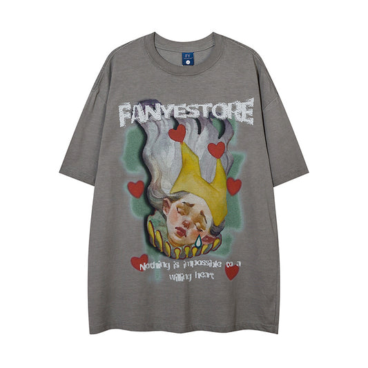 Vintage Tišö Rt Vintage Clown Print Short Sleeve T-Shirt