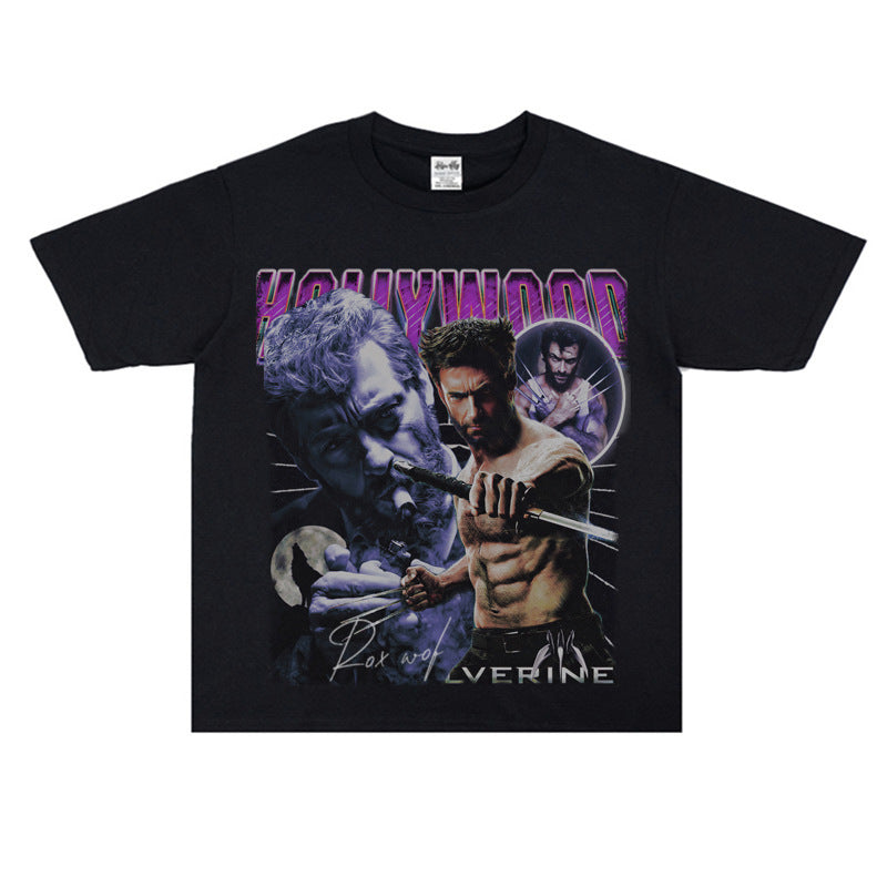 Film Star T Shirt Movie the Wolverine Cotton Short Sleeve Loose Retro T-shirt Men