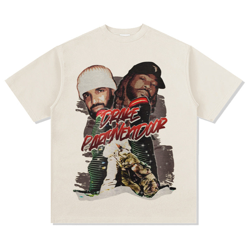 Outfit streetwear vintage hip hop drake drake print short sleeve t-shirt