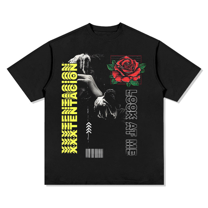 Cool t rapper xxx tentacion print short sleeve t-shirt vintage loose top