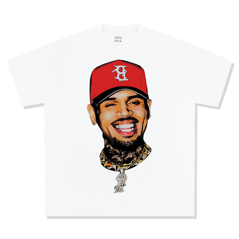 New york hip hop shop vintage chris crown print short sleeve t-shirt