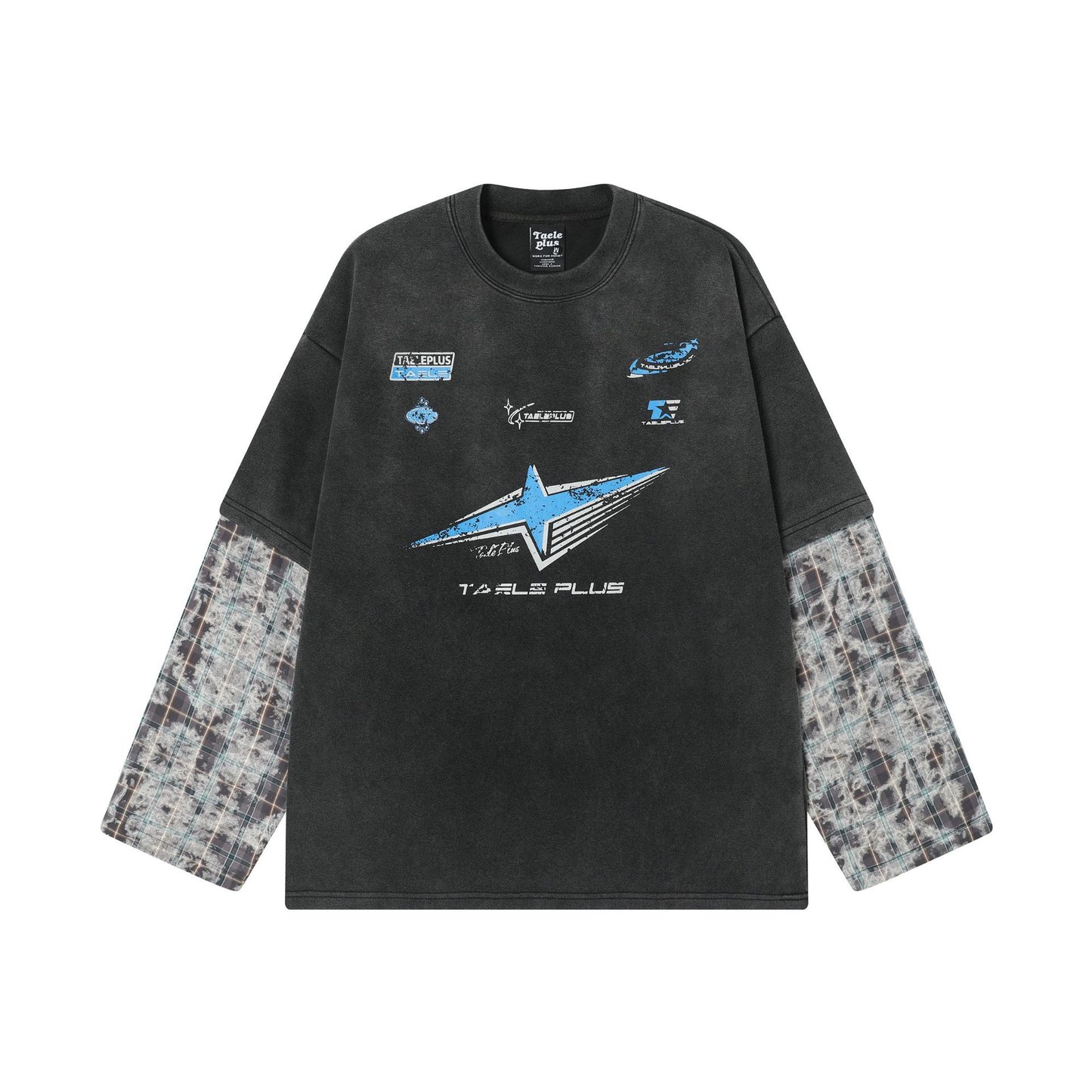 Racing oversized t shirt autumn, washed and old long-sleeved t-shirt