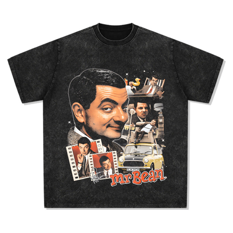 Streetwear masculino comedian bean atkinson print short sleeve t-shirt