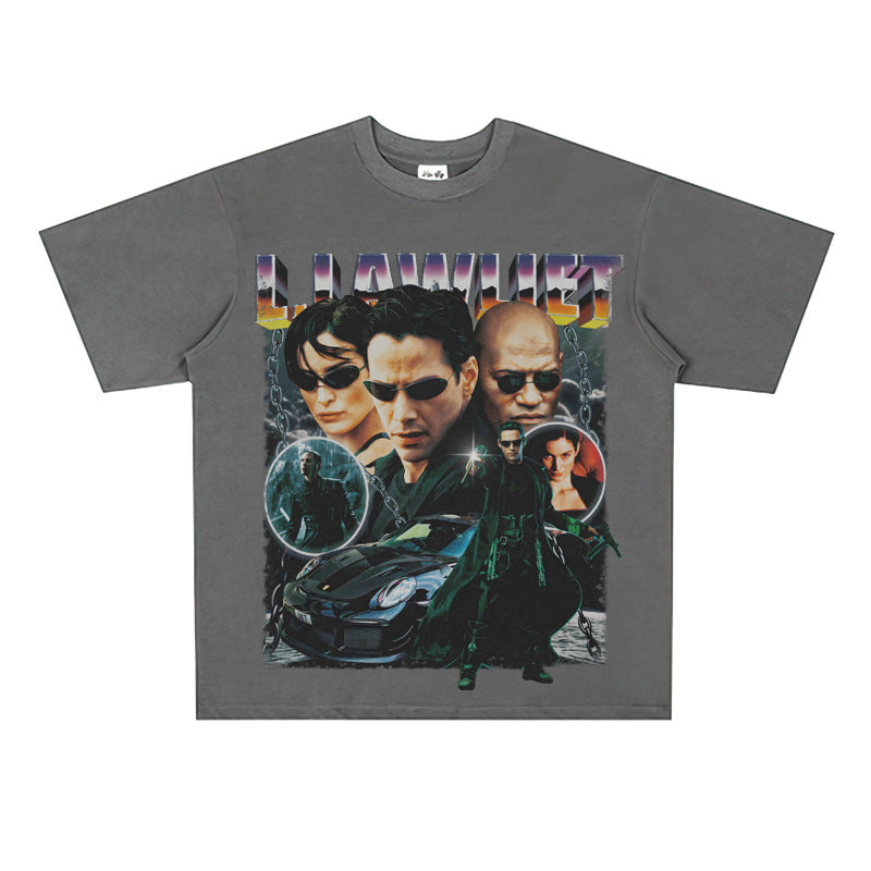 Film Star T Shirt Personalized Cotton Short Sleeve Loose American Retro Design T-shirt