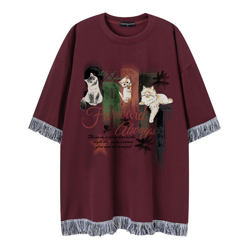 Camisetas streetwear Summer Vintage Pussy Casual Loose Short Sleeve T-Shirt