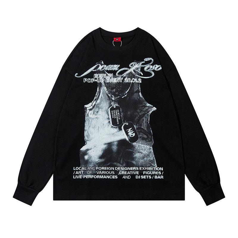 Marcas De Streetwear Long Sleeve T-Shirt Spring and Autumn Loose Crew Neck Top