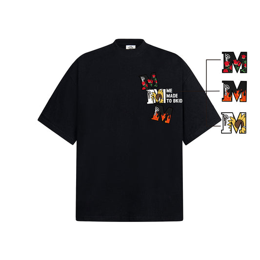 Hip Hop Clothes New York Vintage Embroidered Loose Short Sleeve T-Shirt