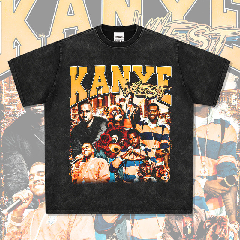 Outfit streetwear vintage hip hop kanye print short sleeve t-shirt